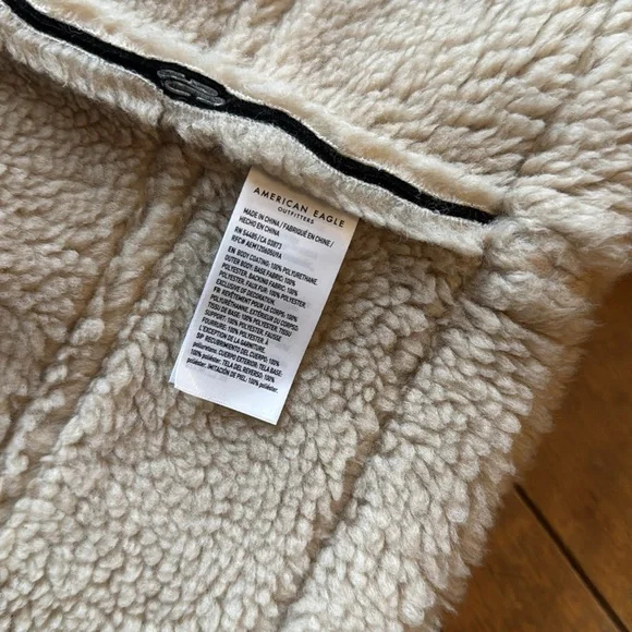 AE Oversized Vegan Shearling Moto Jacket Black Medium NWT - Picture 11 of 11